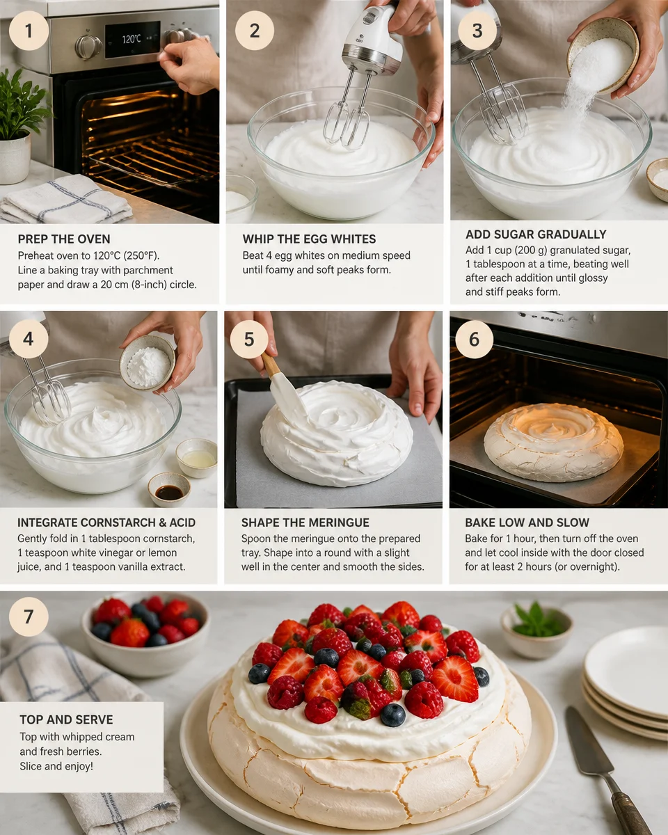 Easy Pavlova — Australian Meringue Berry Dessert