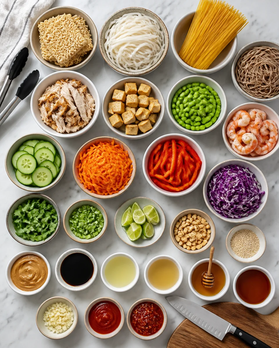 Easy Peanut Noodle Bowl — Cold Asian Lunch