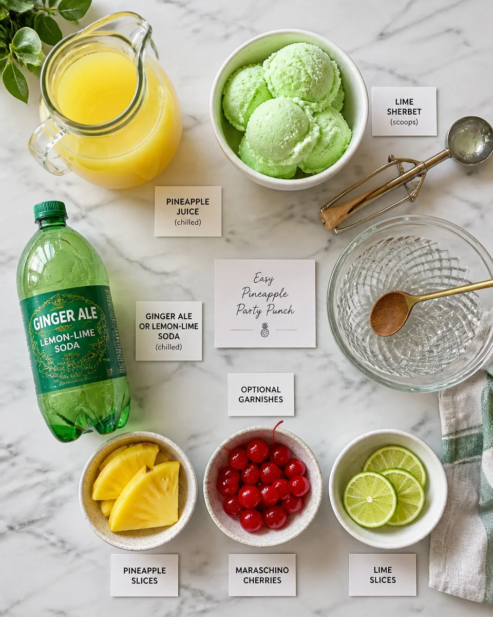 Easy Pineapple Party Punch — Sherbet Float