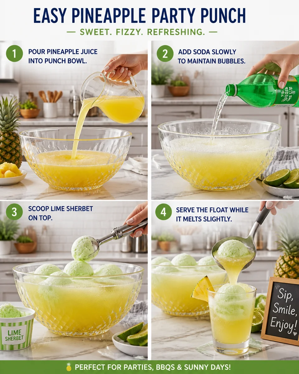 Easy Pineapple Party Punch — Sherbet Float