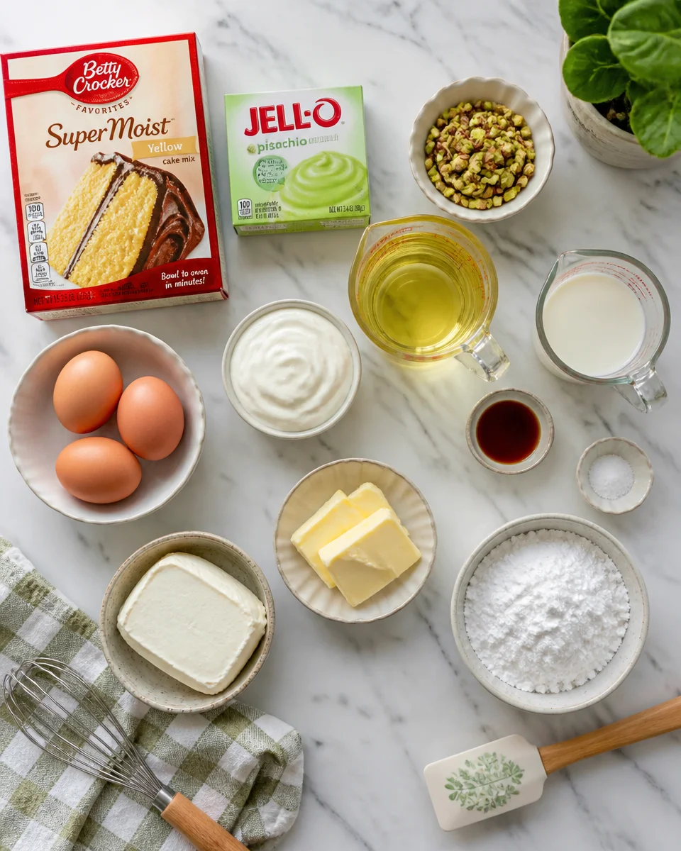 Easy Pistachio Cake — Moist Green Cream Cheese