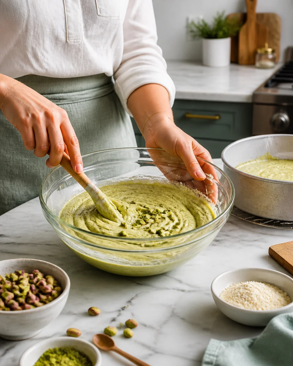 Easy Pistachio Cake — Moist Green Cream Cheese