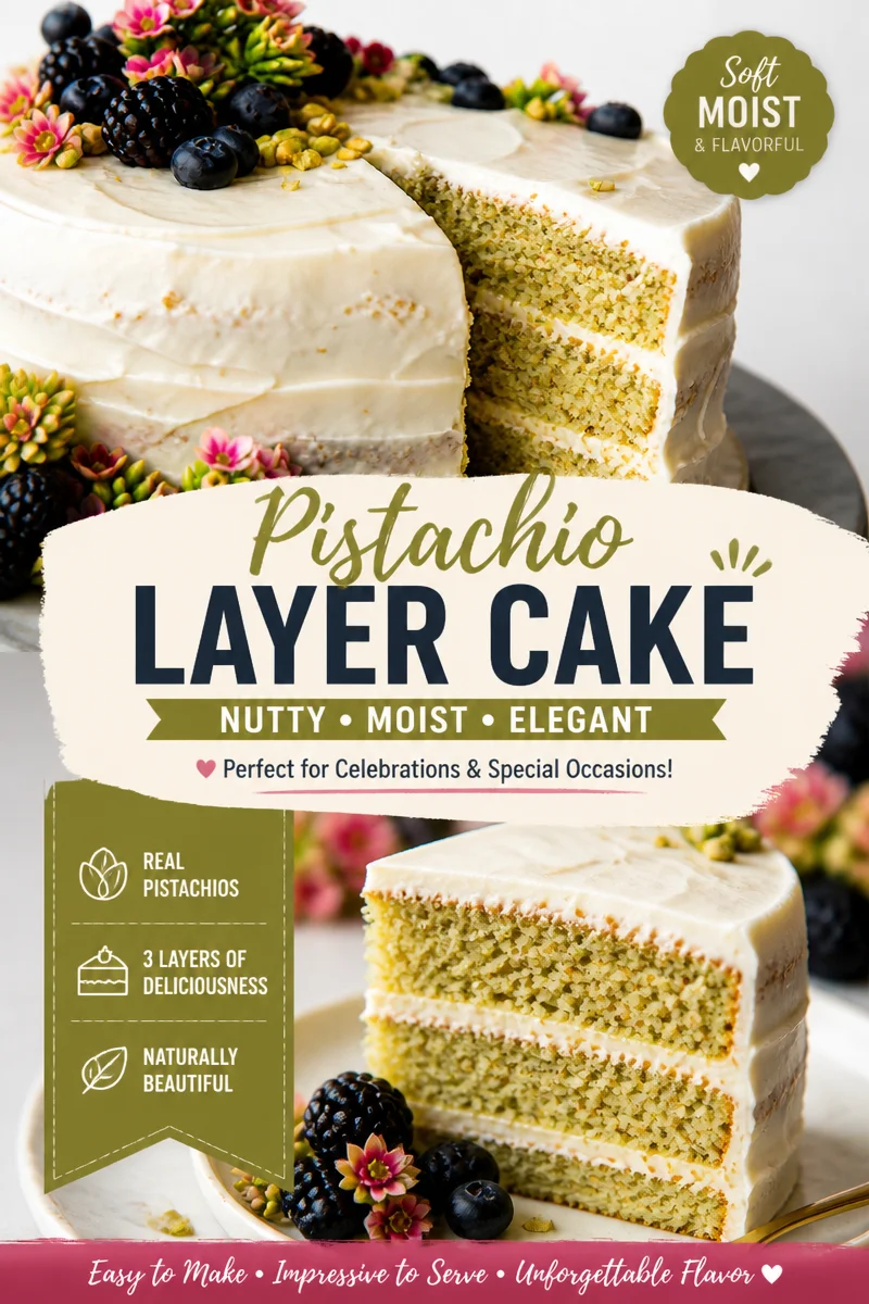 Easy Pistachio Cake — Moist Green Cream Cheese