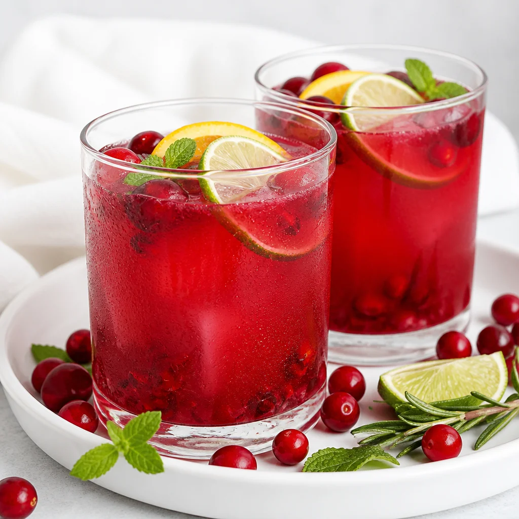 Easy Pomegranate Mocktail in a glass garnished with mint leaves