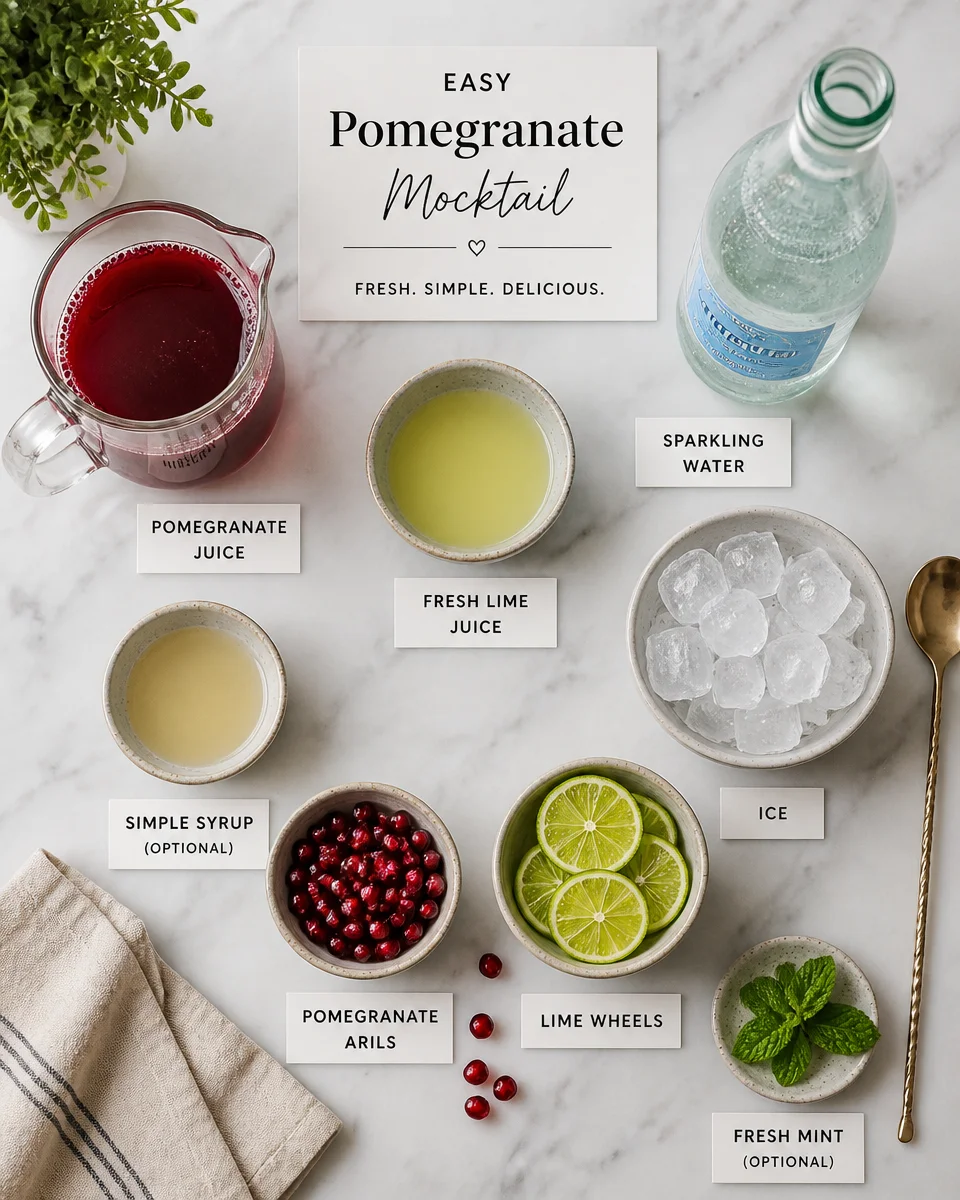 Easy Pomegranate Mocktail — Sparkling Red Drink