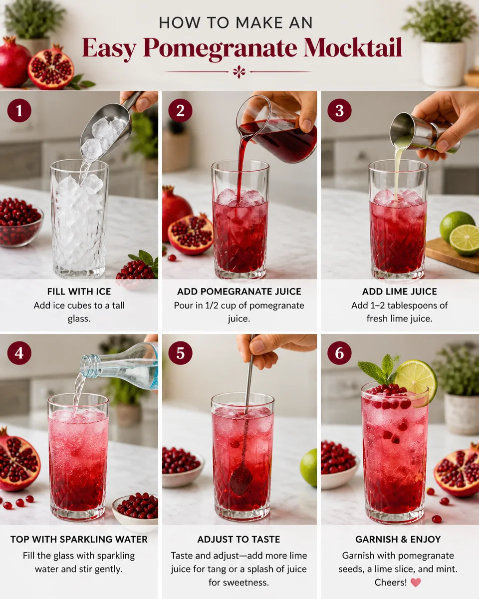 Easy Pomegranate Mocktail — Sparkling Red Drink