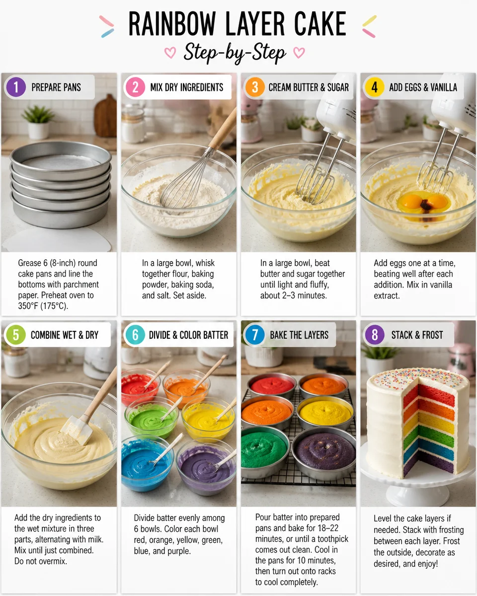 Easy Rainbow Layer Cake — Colorful Birthday Party