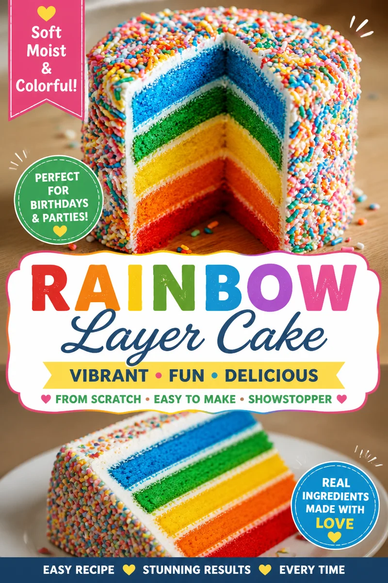 Easy Rainbow Layer Cake — Colorful Birthday Party