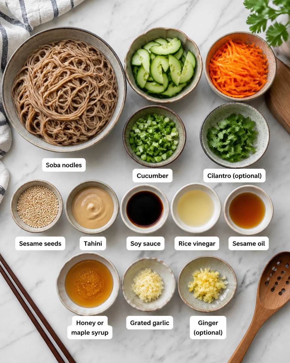 Easy Soba Noodle Salad — Cold Sesame Dressing