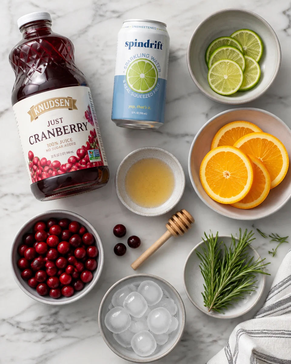 Easy Sparkling Cranberry Mocktail — Holiday