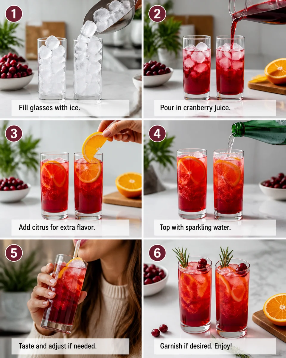 Easy Sparkling Cranberry Mocktail — Holiday