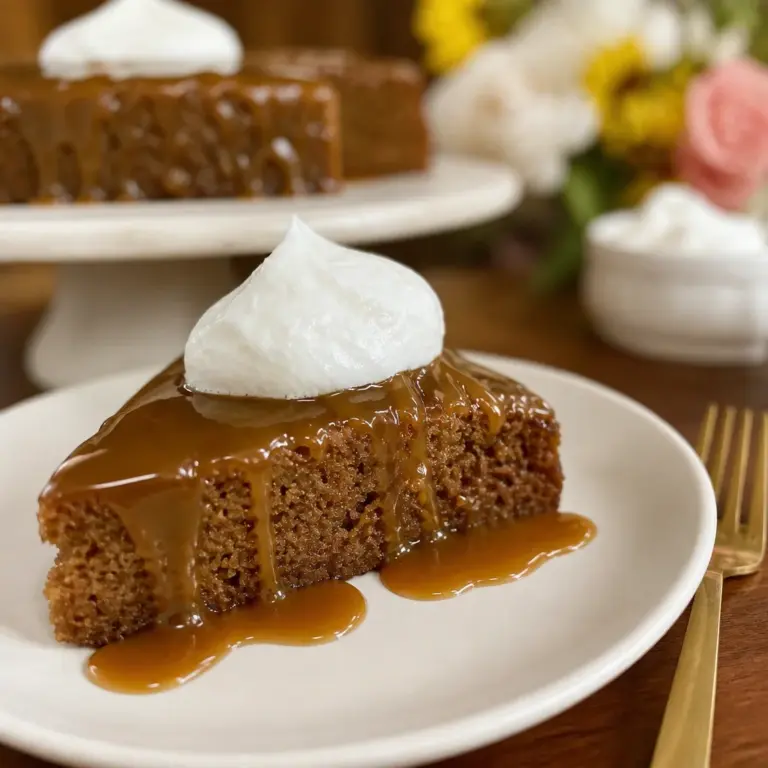 Delicious Easy Sticky Toffee Pudding Cake with toffee sauce and dates