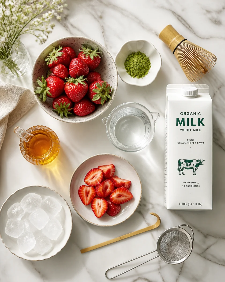Easy Strawberry Matcha — Layered Drink