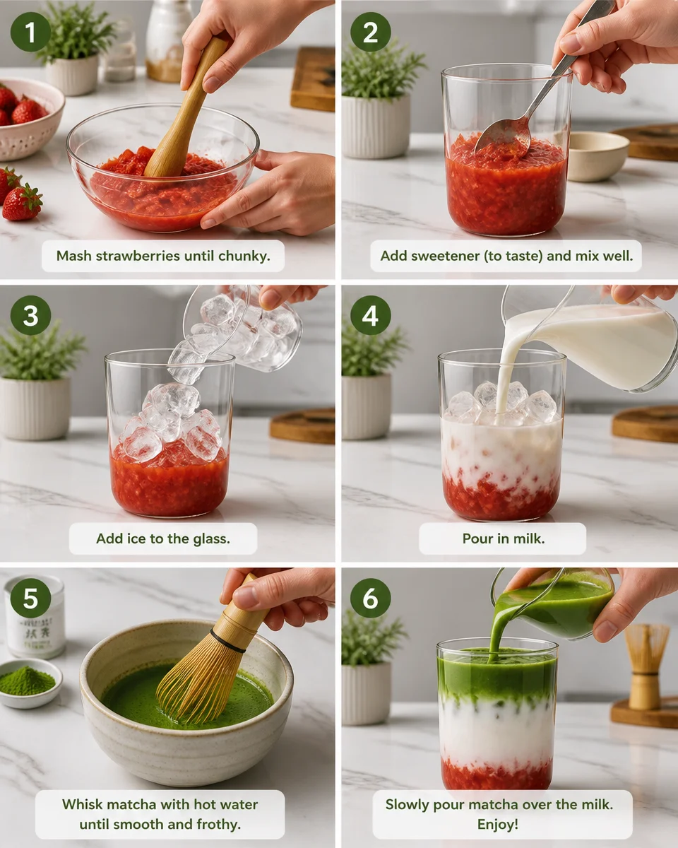 Easy Strawberry Matcha — Layered Drink