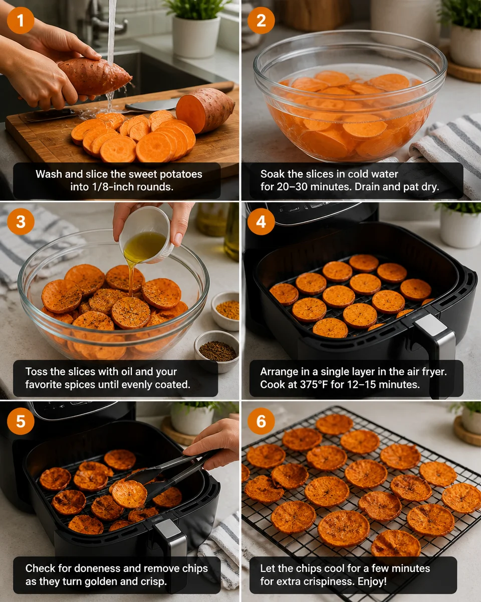 Easy Sweet Potato Chips — Air Fryer Crunchy