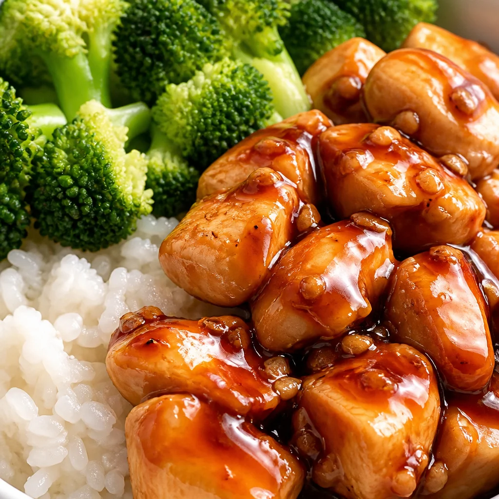 Delicious Easy Teriyaki Rice Bowl featuring tender chicken and homemade sauce over rice.