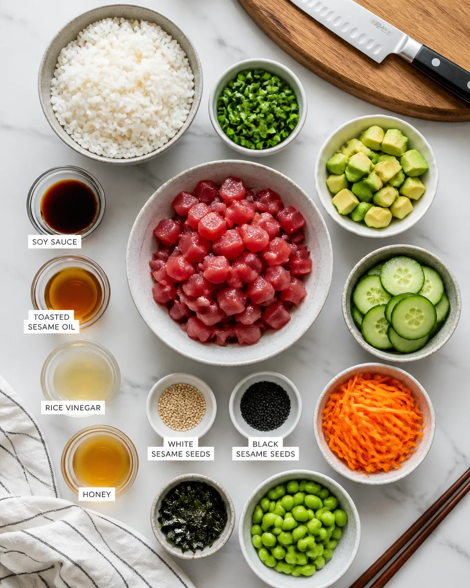 Easy Tuna Poke Bowl — Hawaiian Sesame Soy