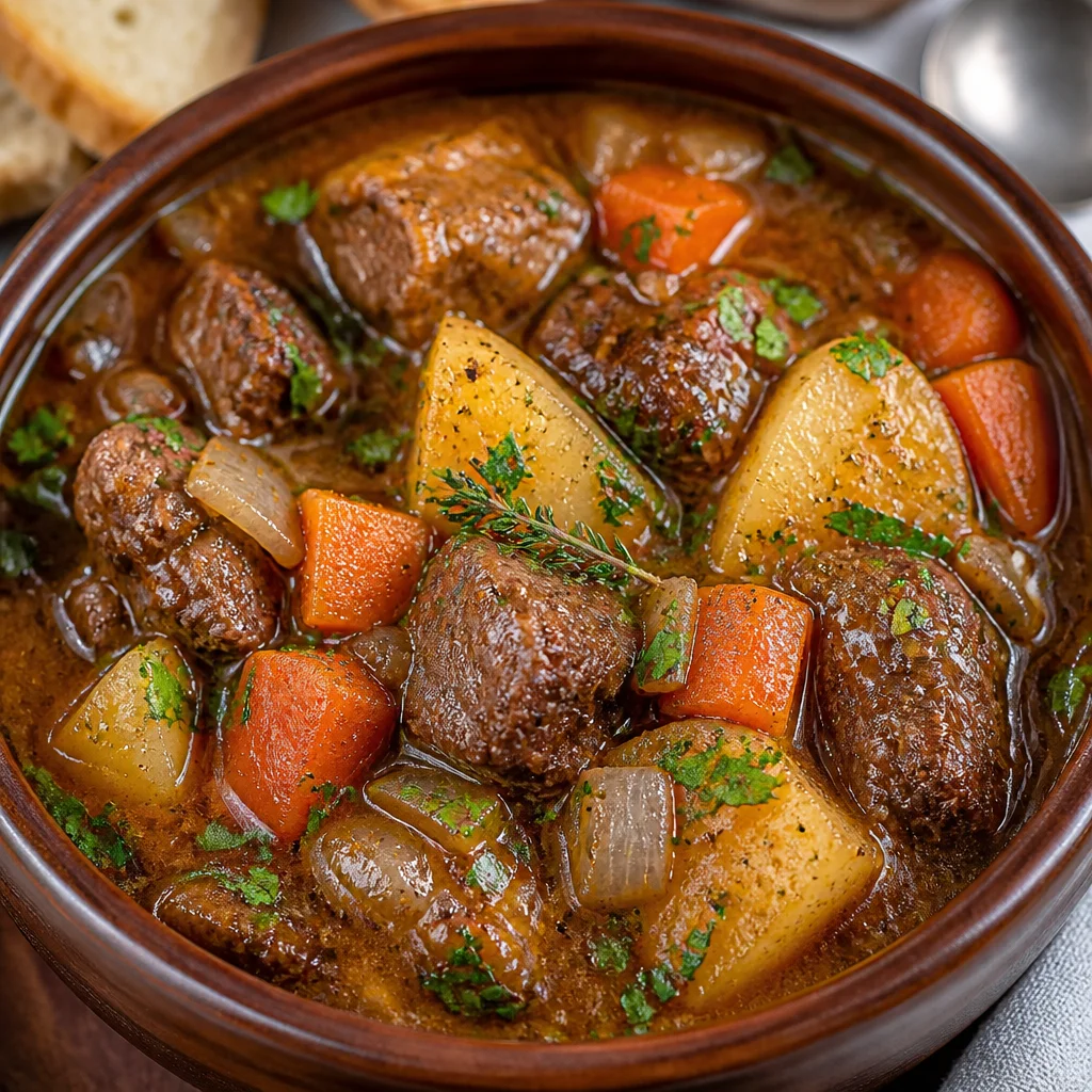 Delicious Easy Venison Stew — Hunter Style Slow Cooker with tender meat and veggies