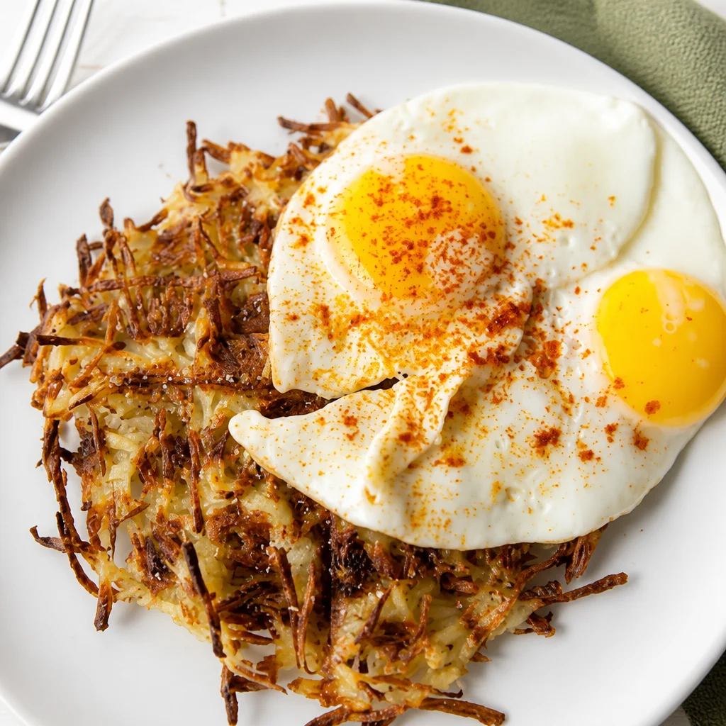 Crispy pressed Easy Waffle Iron Hash Browns ready to enjoy for breakfast.