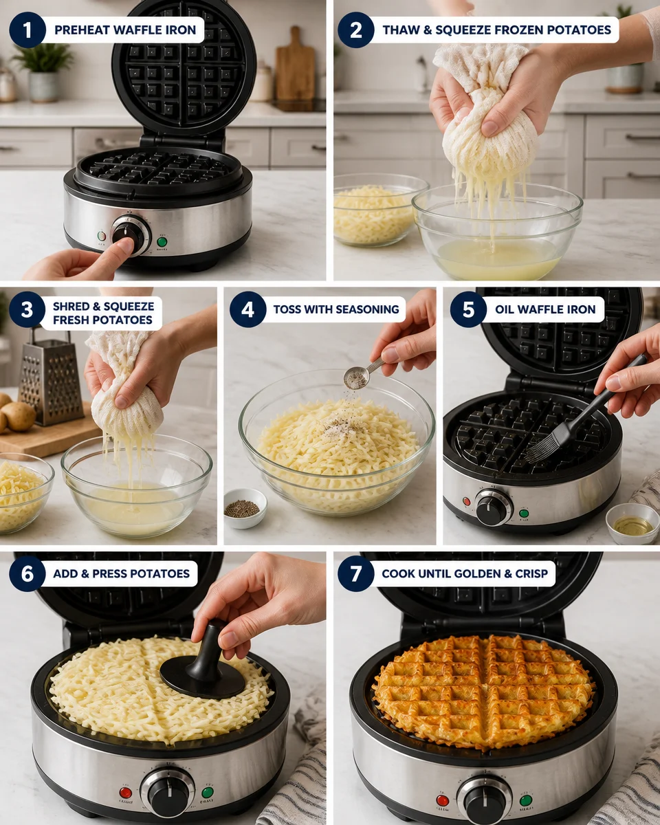 Easy Waffle Iron Hash Browns — Crispy Pressed