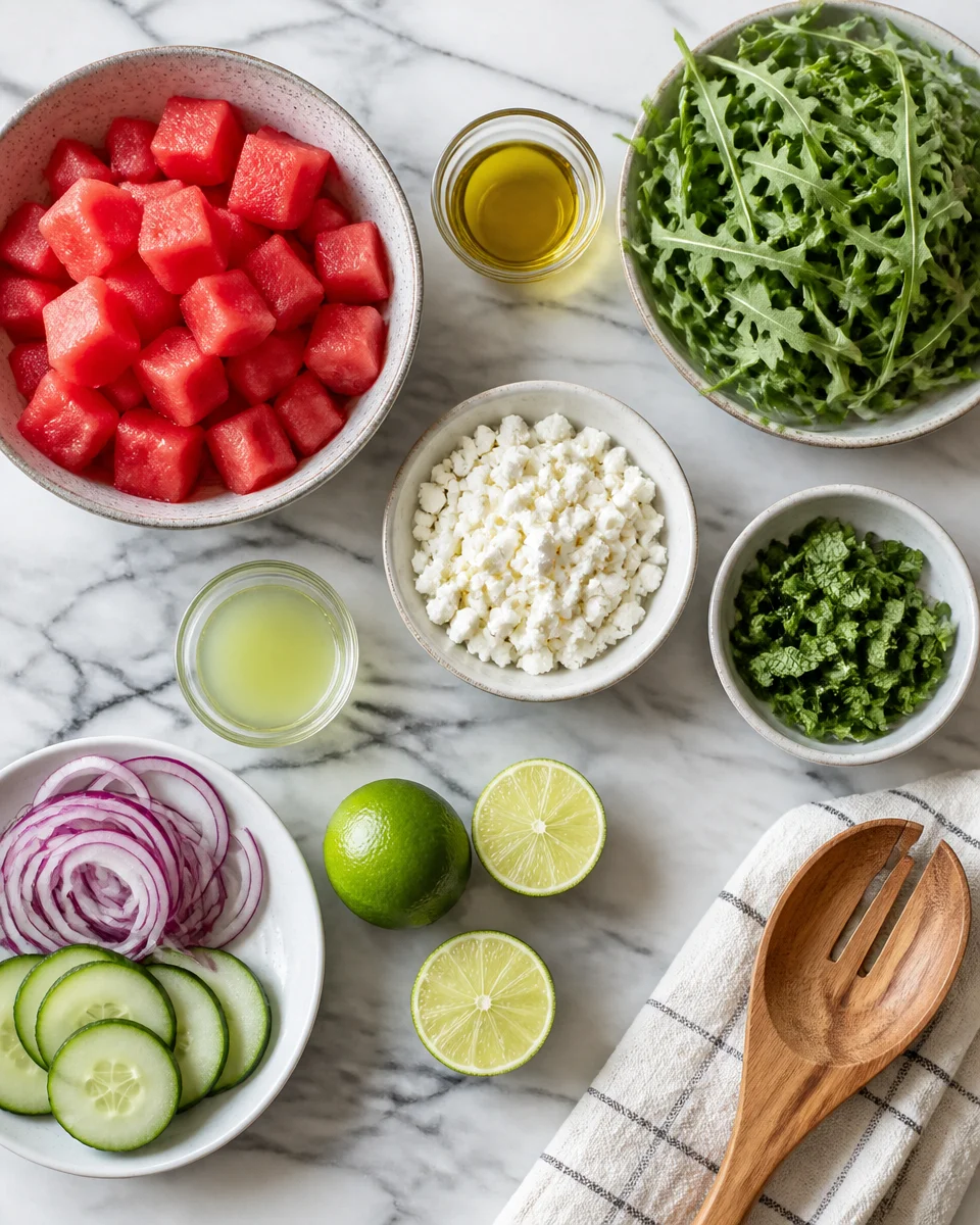 Easy Watermelon Arugula Salad — Feta Mint