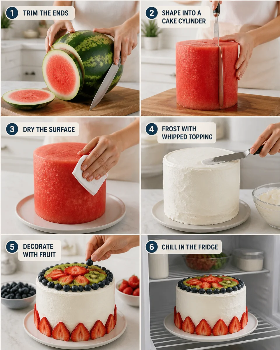 Easy Watermelon Cake — Summer Fruit Shaped