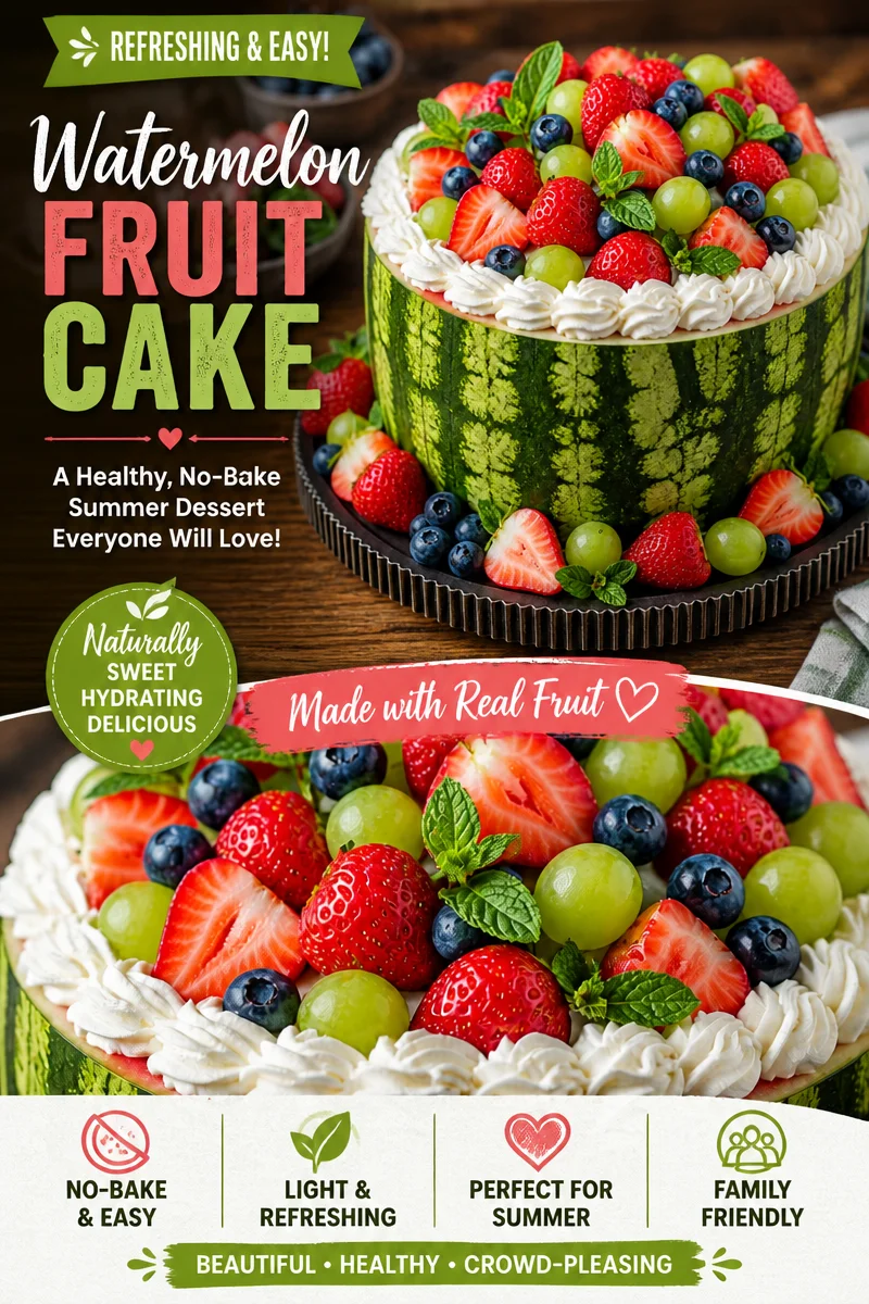 Easy Watermelon Cake — Summer Fruit Shaped