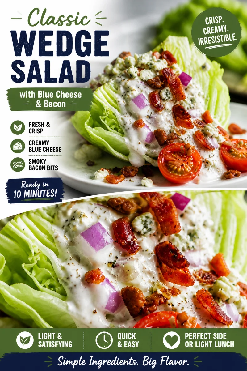 Easy Wedge Salad — Steakhouse Blue Cheese Bacon