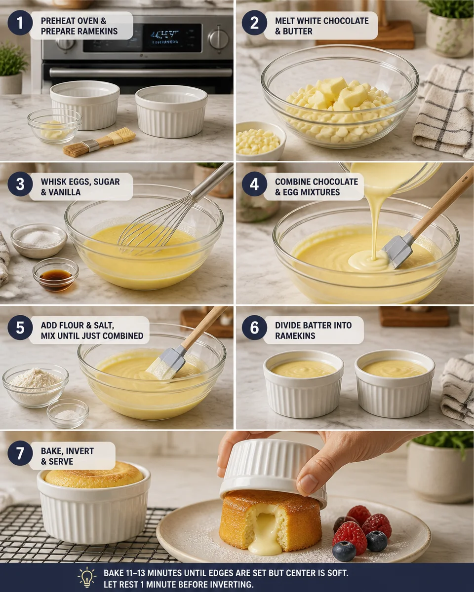 Easy White Chocolate Lava Cake — Gooey Center