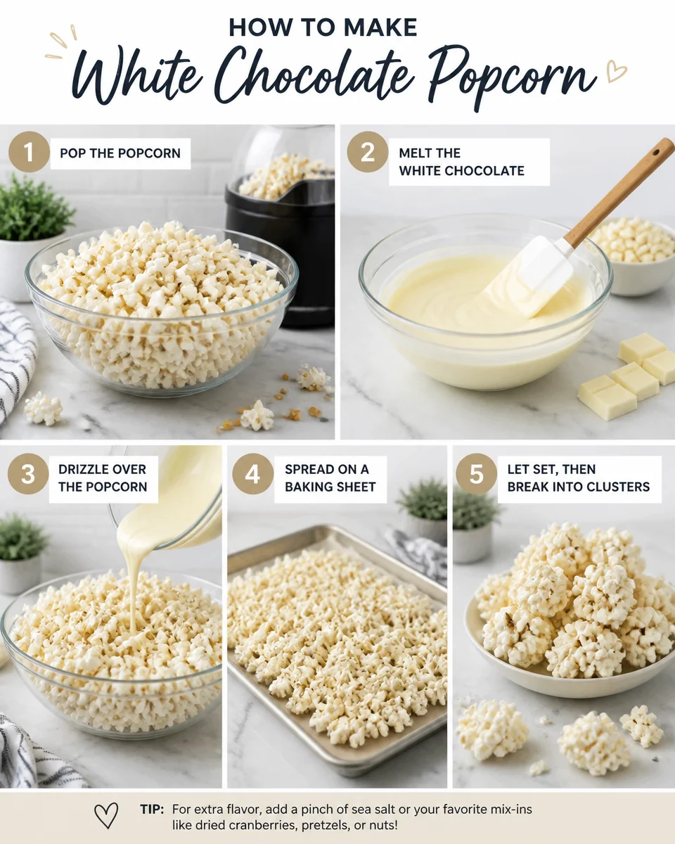 Easy White Chocolate Popcorn — Sweet Crunchy