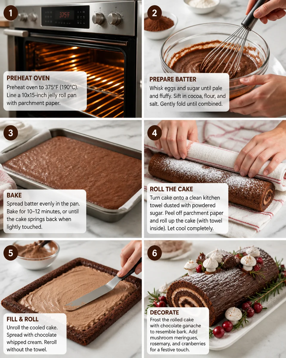 Easy Yule Log Cake — Christmas Buche de Noel