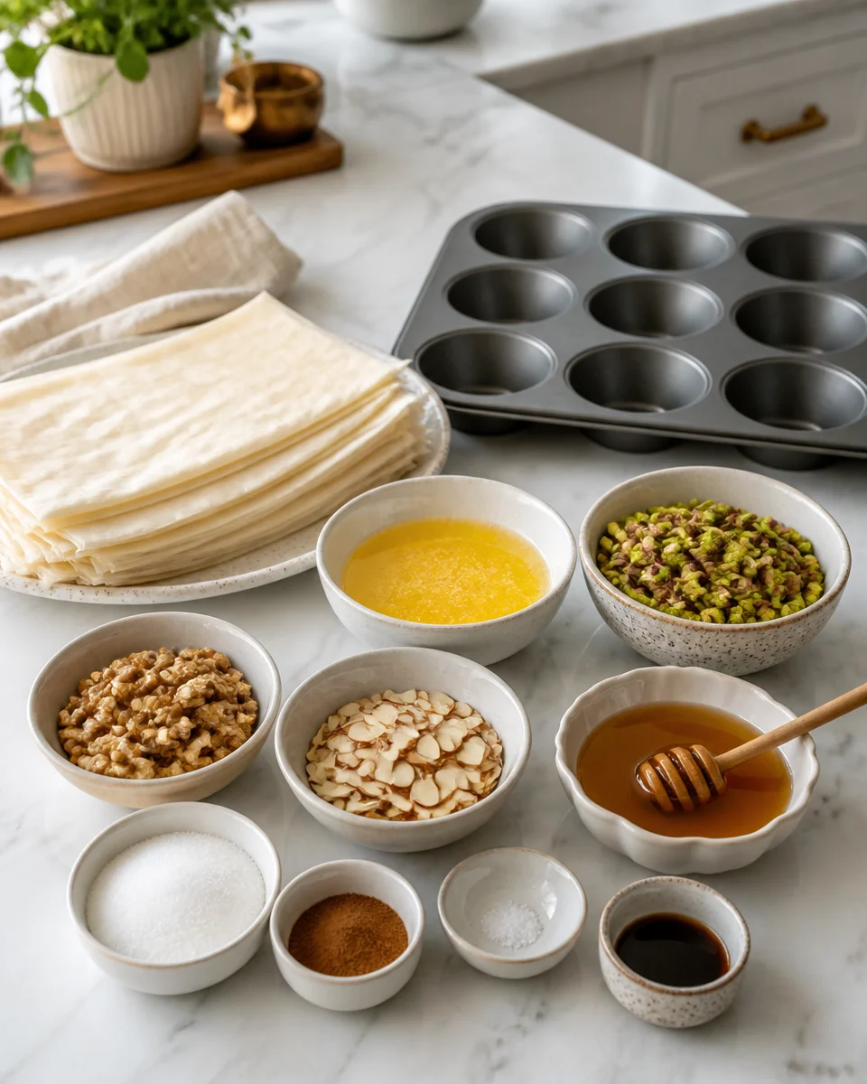Honey Pistachio Baklava Cups