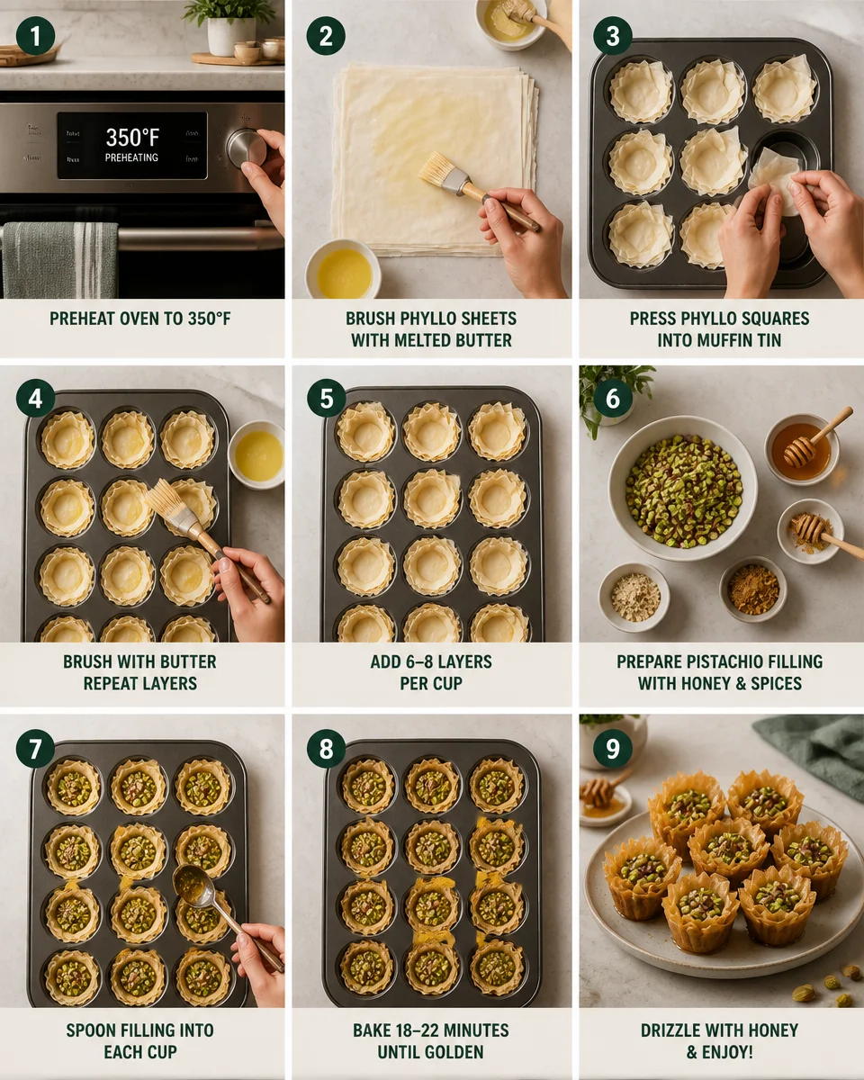Honey Pistachio Baklava Cups