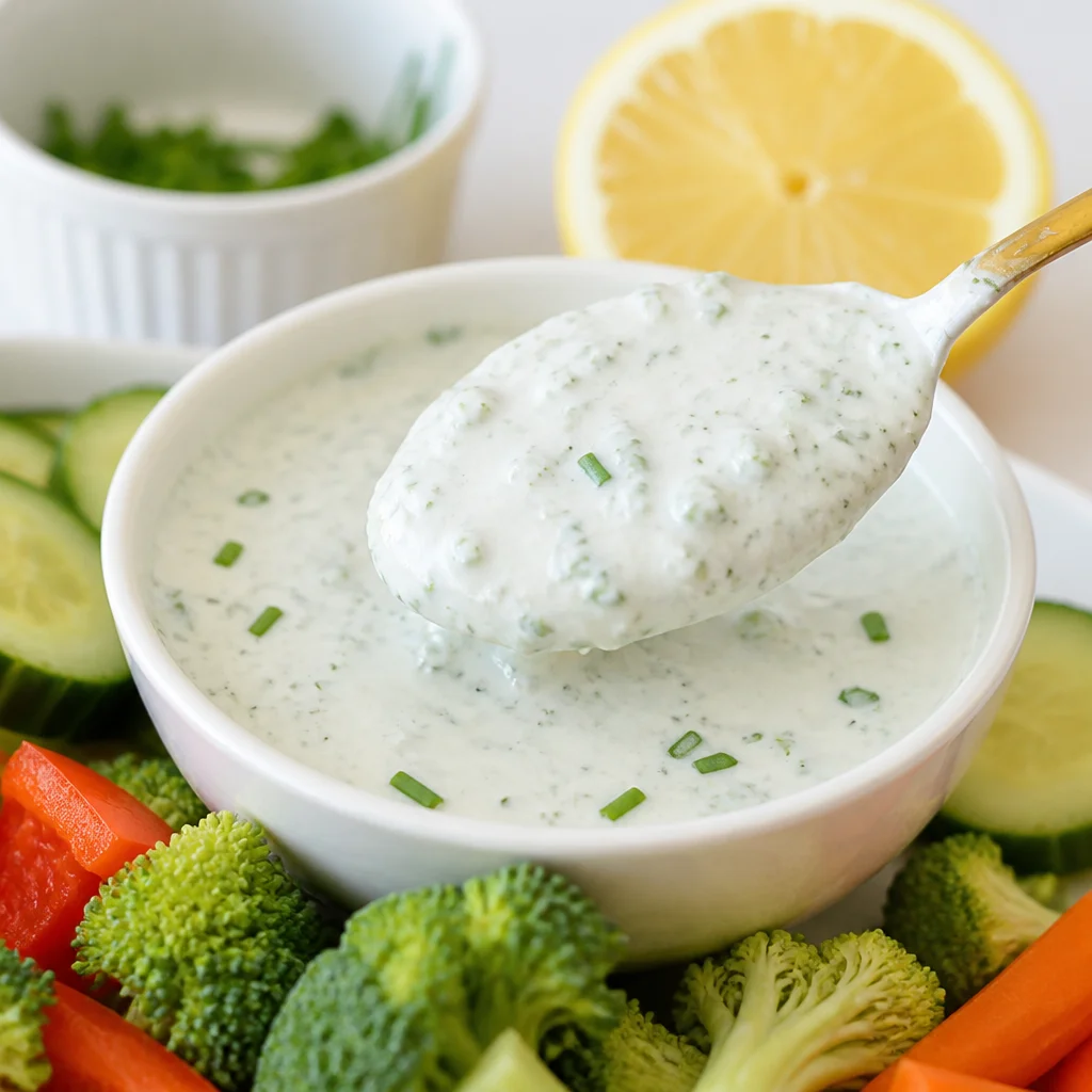 Easy Cottage Cheese Ranch Dip made with high protein ingredients for a healthy snack