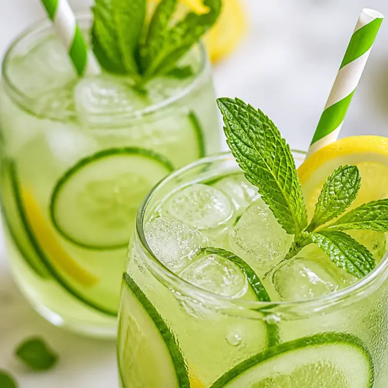 Refreshing Easy Cucumber Mint Cooler - Spa Water Drink for summer hydration.