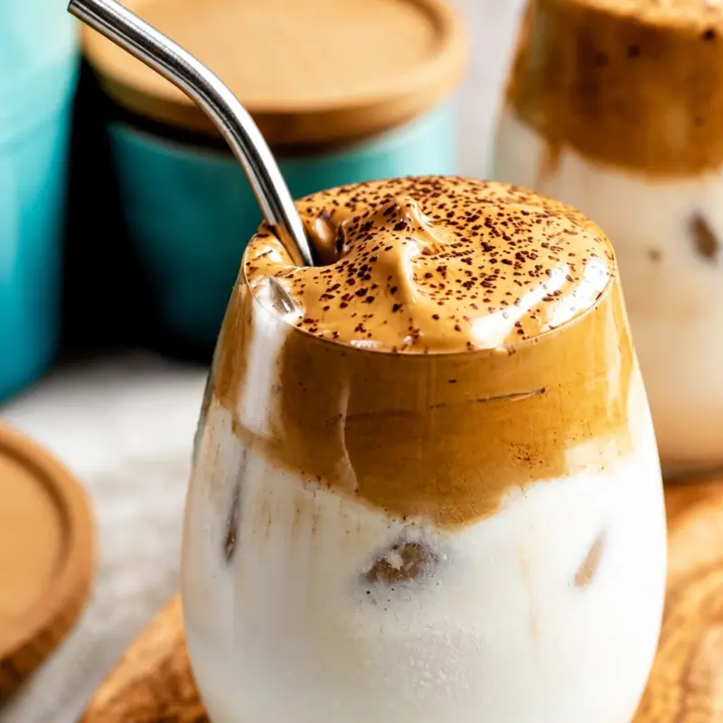 Easy Dalgona Coffee — whipped Korean iced coffee with sweet foam over milk.
