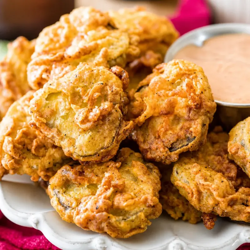 Crispy Easy Fried Pickle Chips with Buttermilk Battering and ranch dipping sauce.