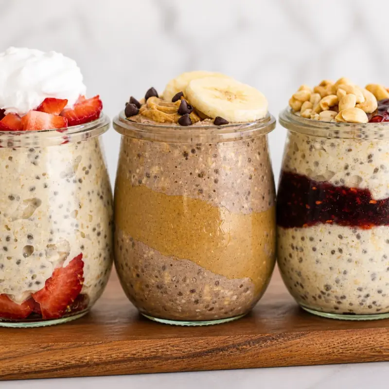 Easy high protein overnight oats with Greek yogurt, perfect for a quick nutritious breakfast.