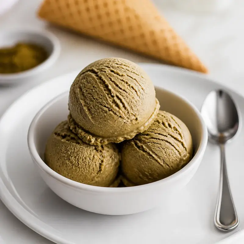 Easy Hojicha Ice Cream - No Churn Japanese Tea Dessert