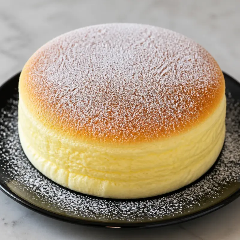 Light and fluffy Easy Japanese Cotton Cheesecake, showcasing its jiggly texture.