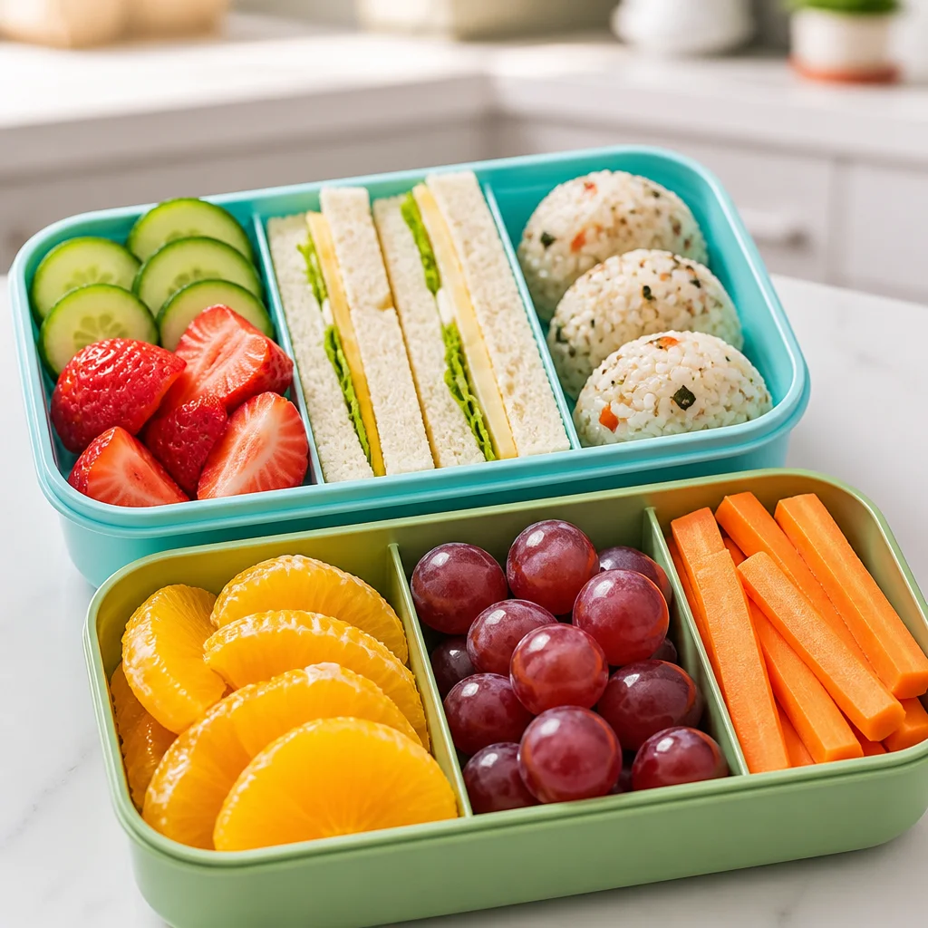 Colorful and healthy kids bento box lunch ideas for school