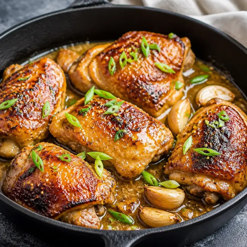 Delicious easy miso butter chicken cooked in a skillet with rich umami flavor.