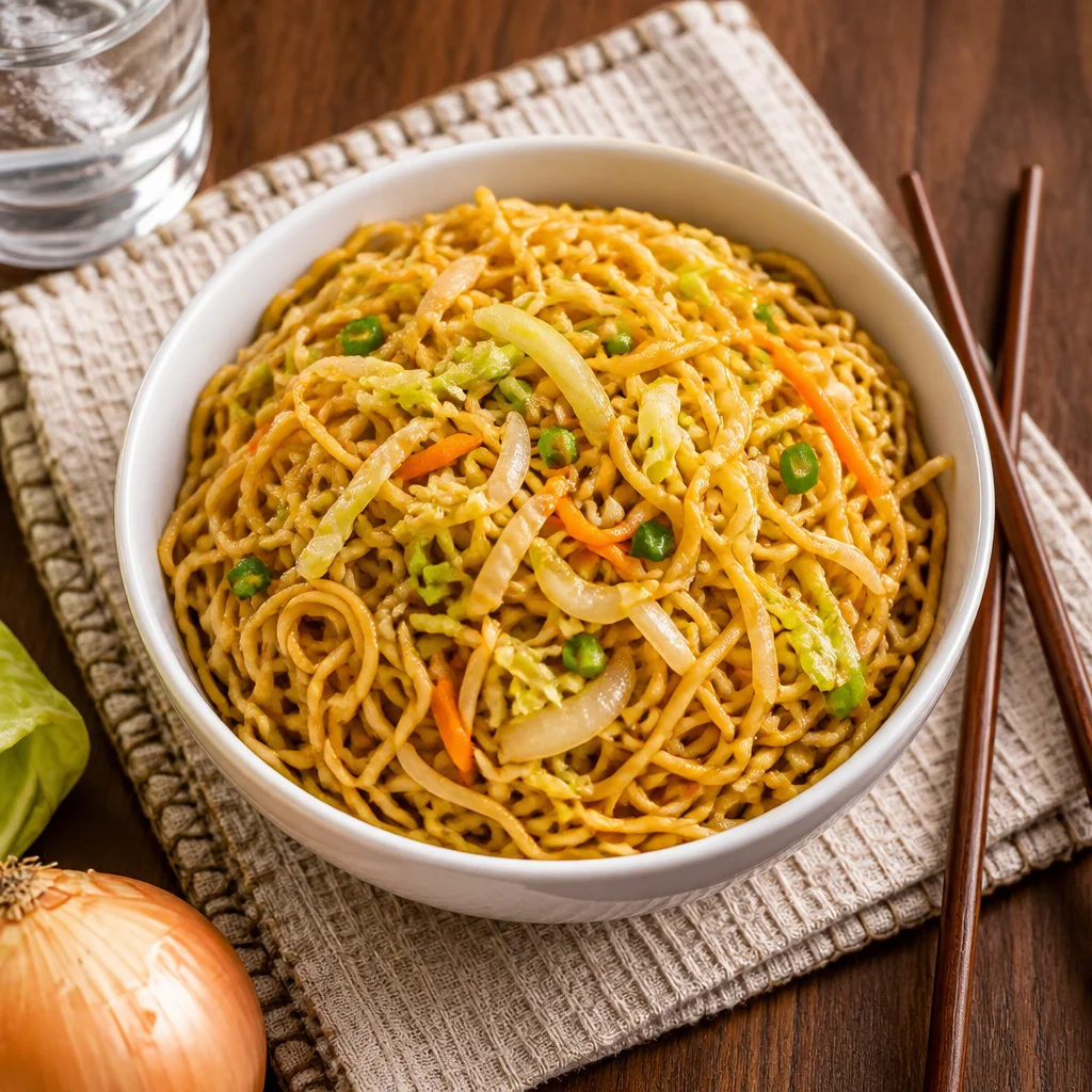 Bowl of Easy Panda Express Chow Mein - Copycat Noodles with vegetables