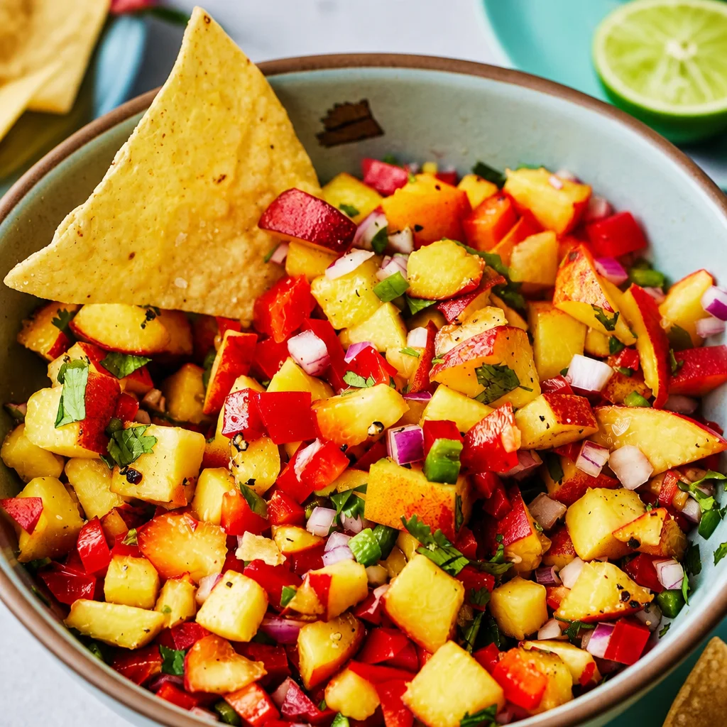 Fresh Easy Peach Salsa made with juicy peaches and zesty ingredients for summer.