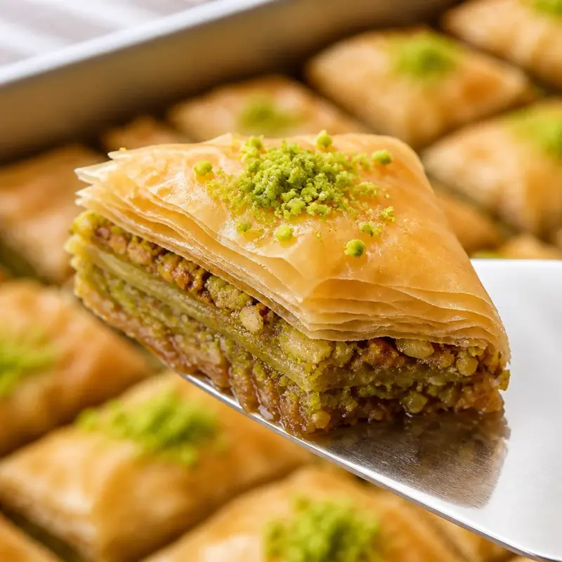 Easy Pistachio Kunafa: Middle Eastern crispy pastry with cheese and sweet syrup.