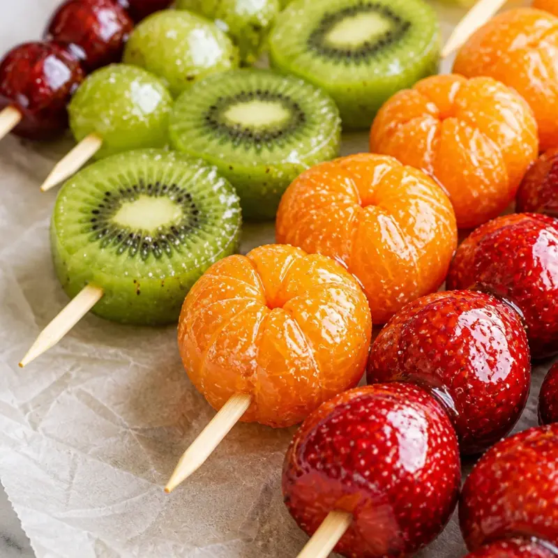 Easy Tanghulu - Chinese Candied Fruit Skewers coated in a crunchy sugar shell.