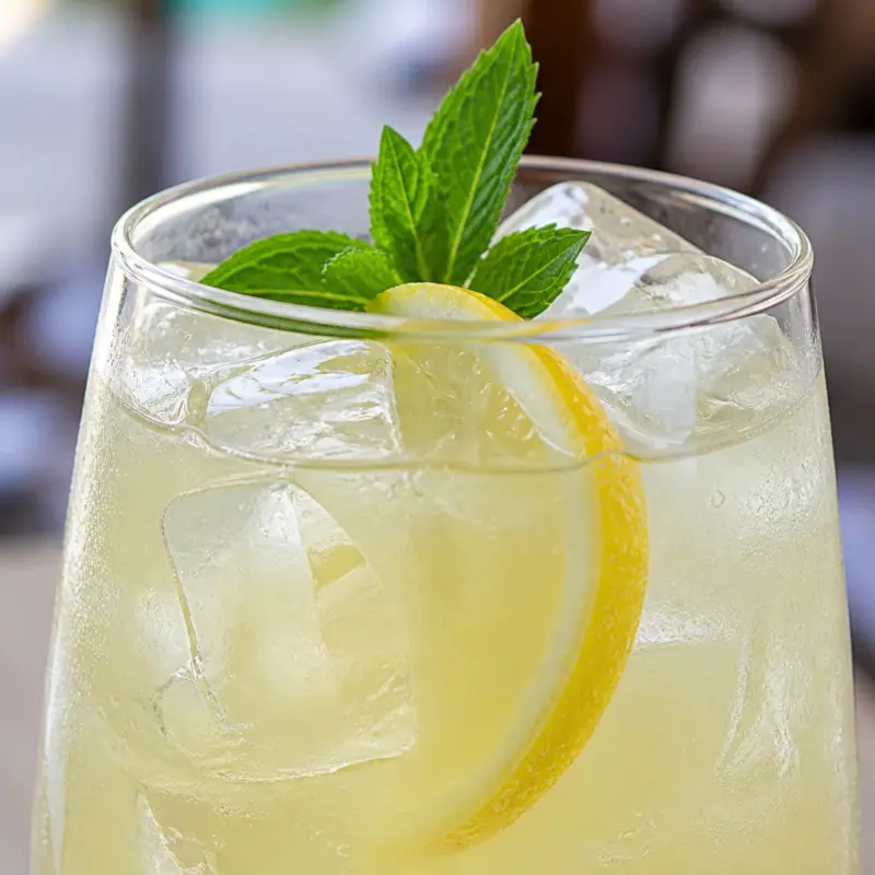 A refreshing glass of Easy Yuzu Lemonade garnished with fresh mint, showcasing Japanese citrus flavors.
