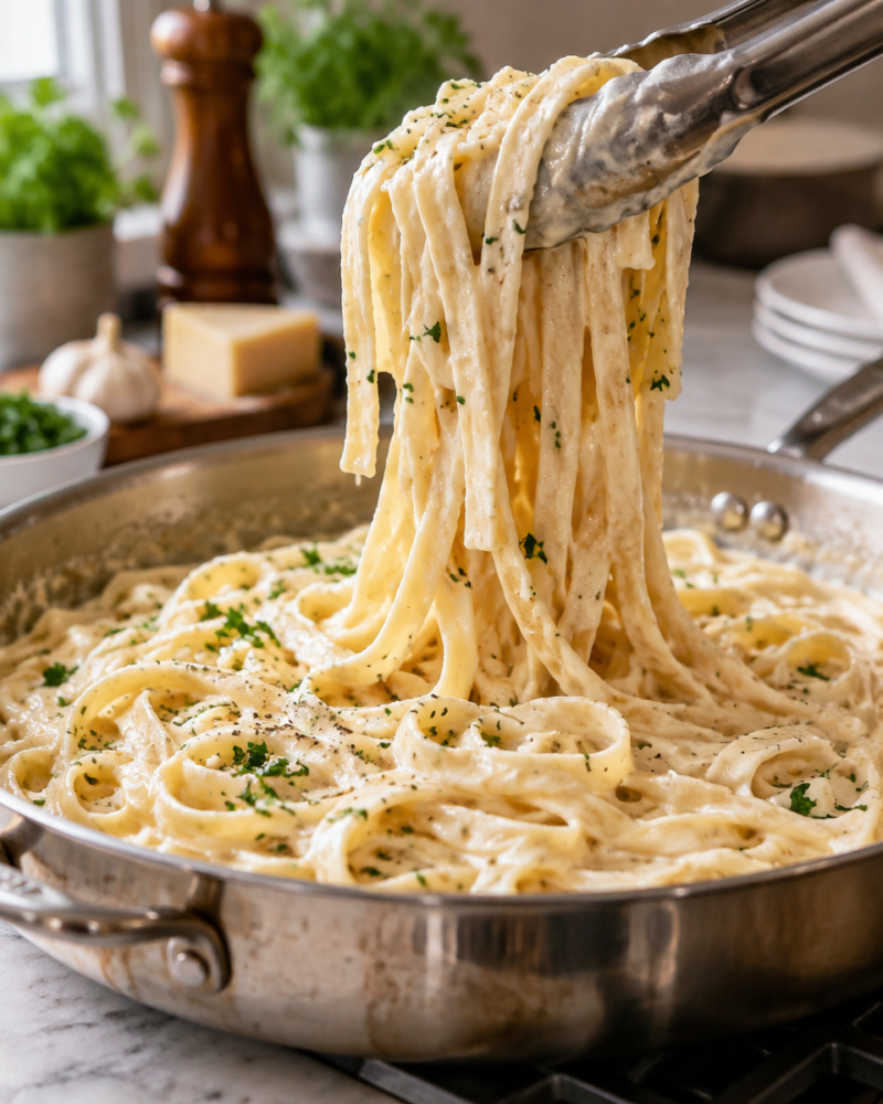Easy Chicken Fettuccine Alfredo — One Pot