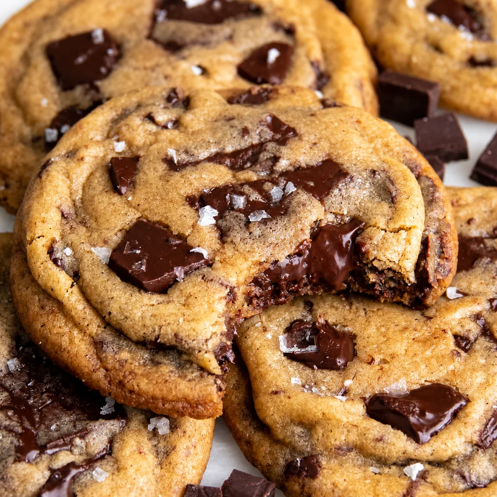 Delicious Brown Butter Chocolate Chip Cookies, chewy and rich in flavor with crispy edges.