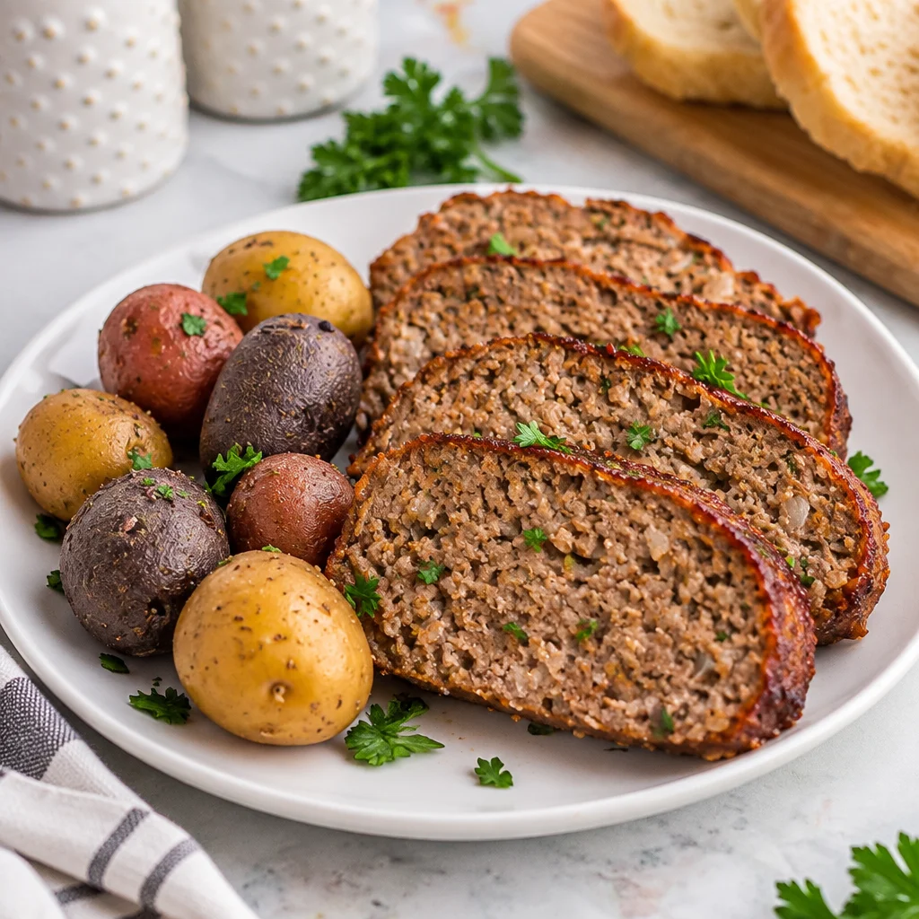 Delicious air fryer meatloaf with sweet glaze, ready in 30 minutes.